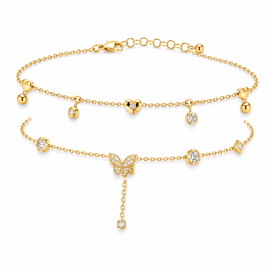Luxury Gold Butterfly Anklet Set