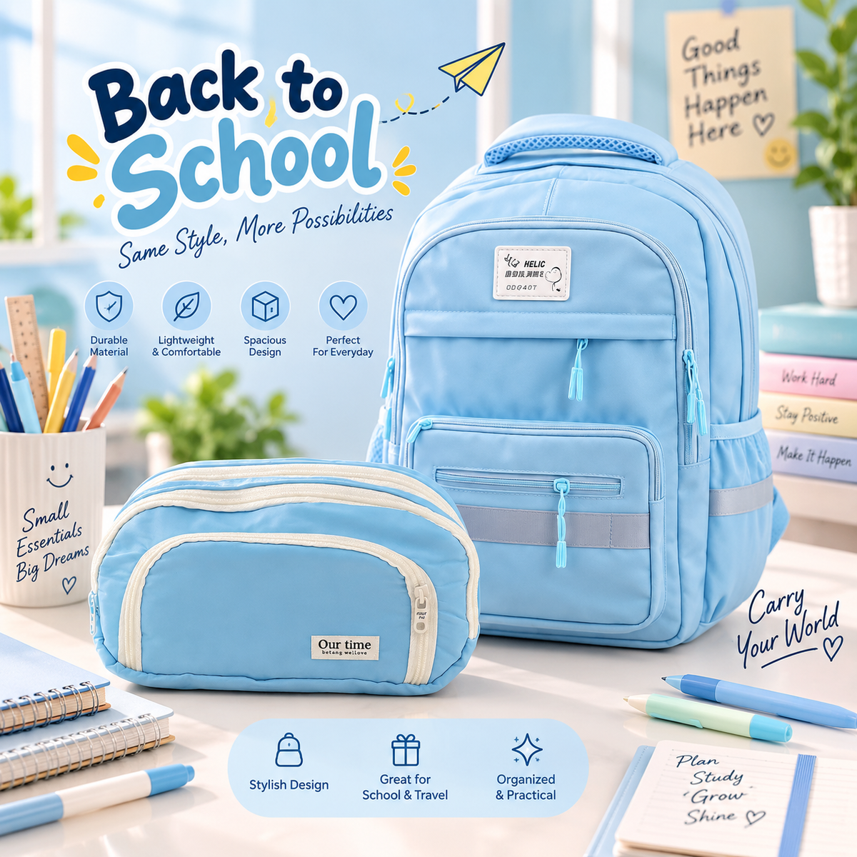 School Backpack & Pencil Case Set