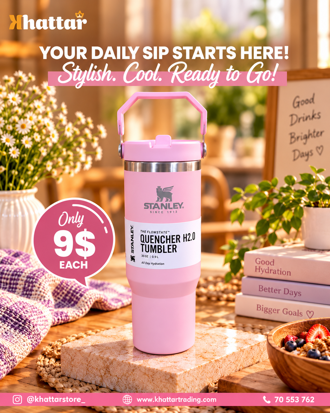 Stanley 900ml Insulated Tumbler with Handle & Straw