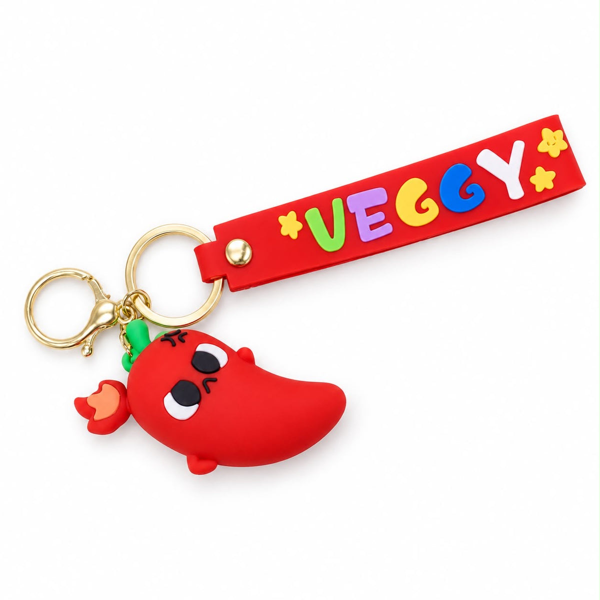 Cute Veggy Cartoon Keychain with Wrist Strap