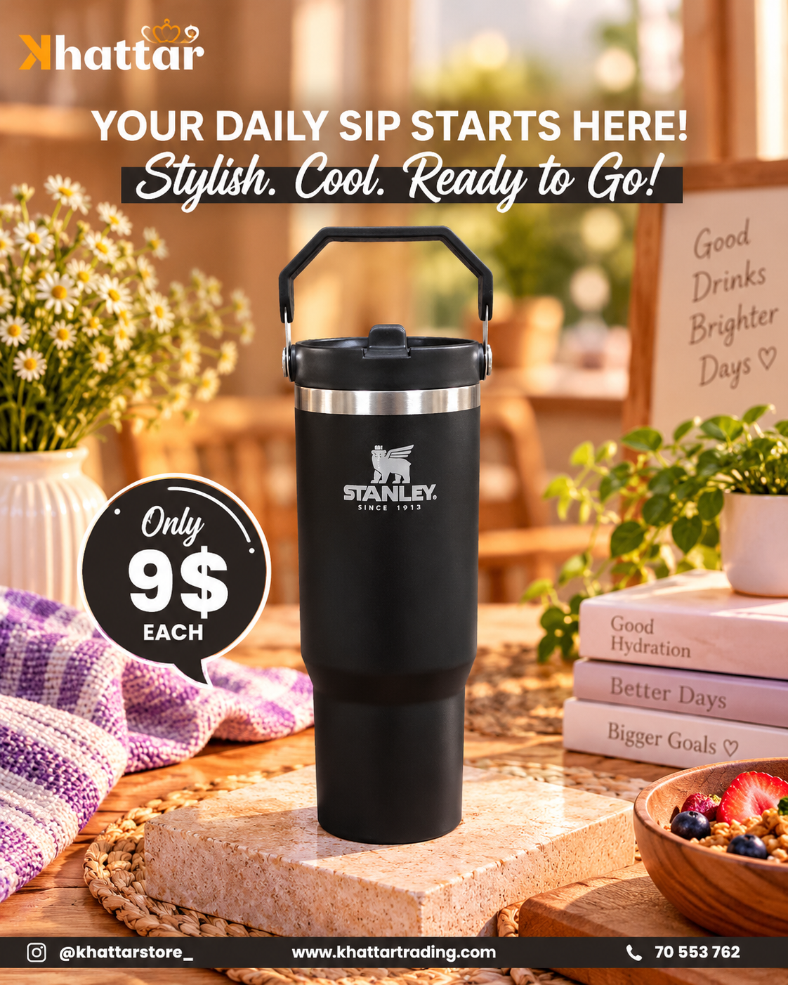 Stanley 900ml Insulated Tumbler with Handle & Straw
