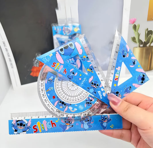 4-Piece Cartoon Geometry Ruler Set for Kids