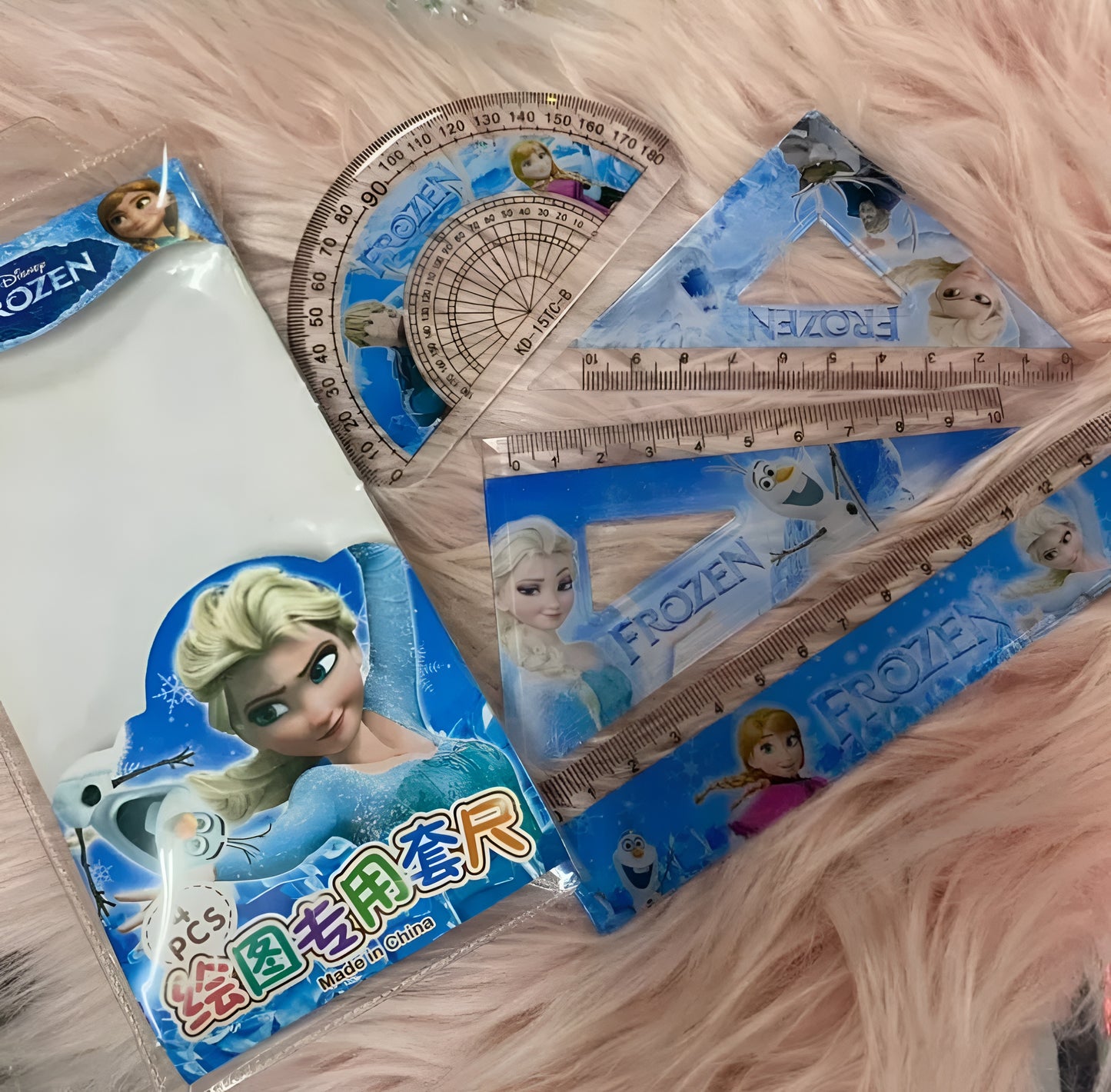 4-Piece Cartoon Geometry Ruler Set for Kids