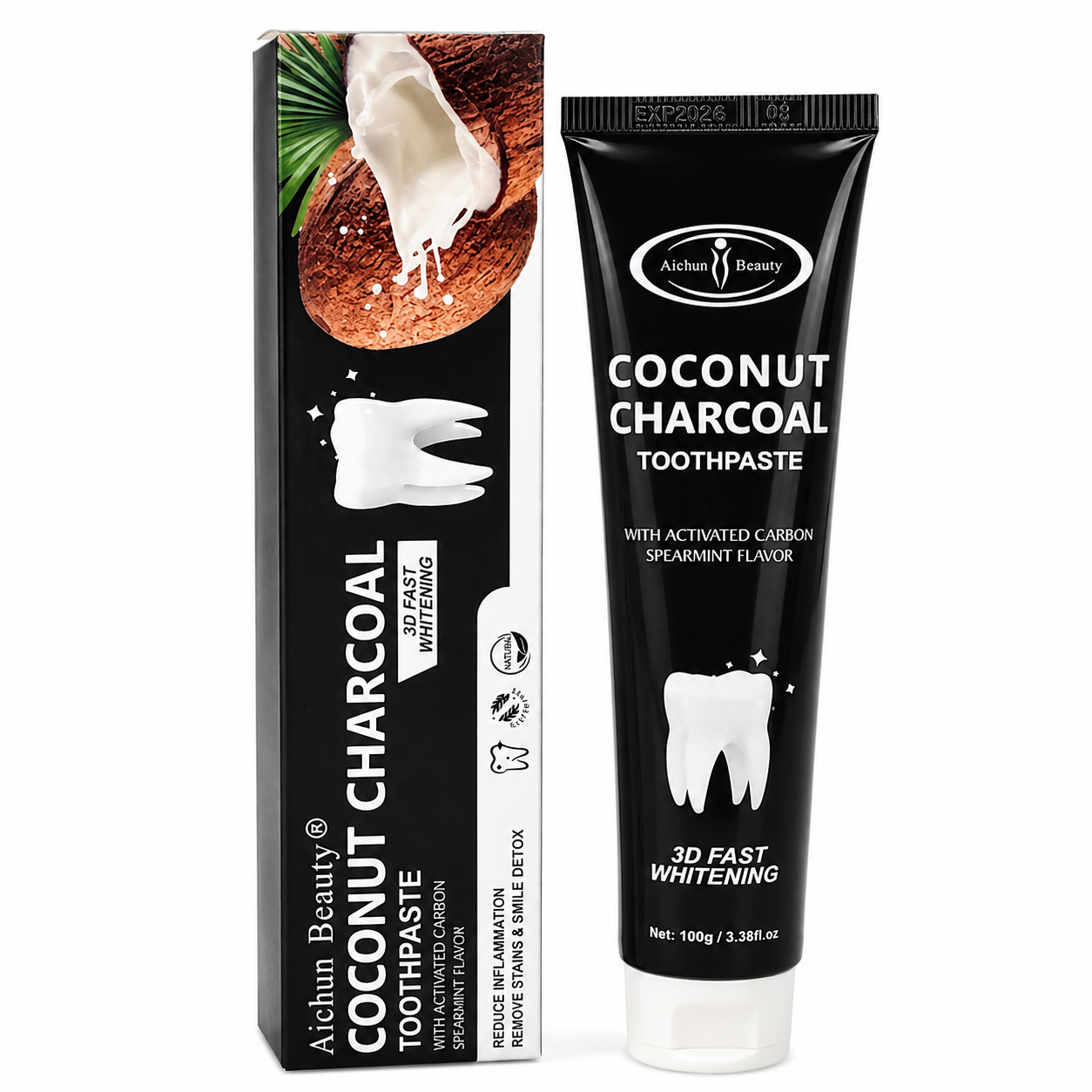 Aichun Beauty Coconut Charcoal Toothpaste – Deep Clean & Whitening Care