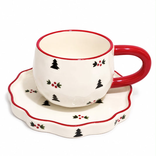 Christmas Ceramic Cup & Saucer Set