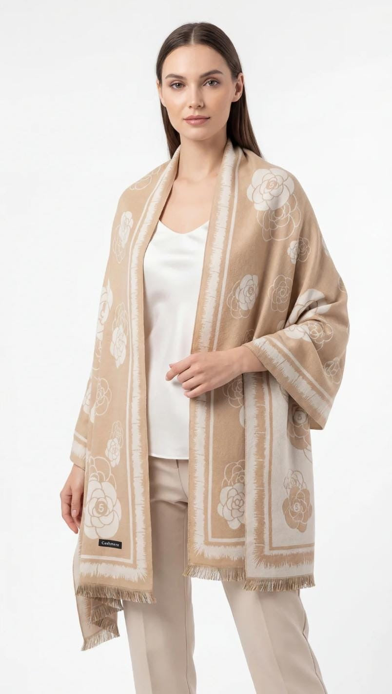 Oversized floral cashmere-style shawl/wrap
