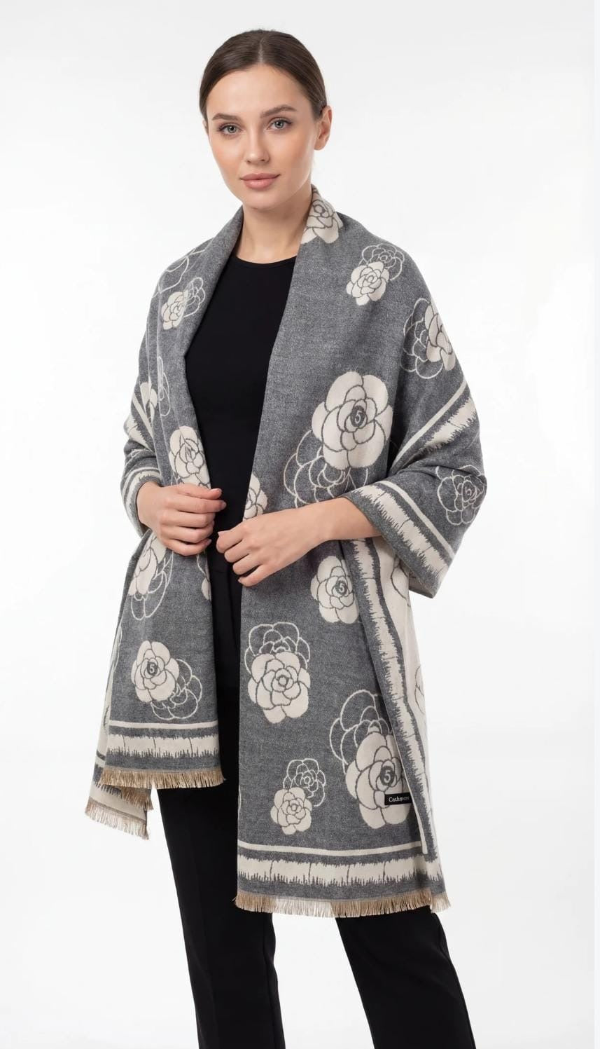 Oversized floral cashmere-style shawl/wrap