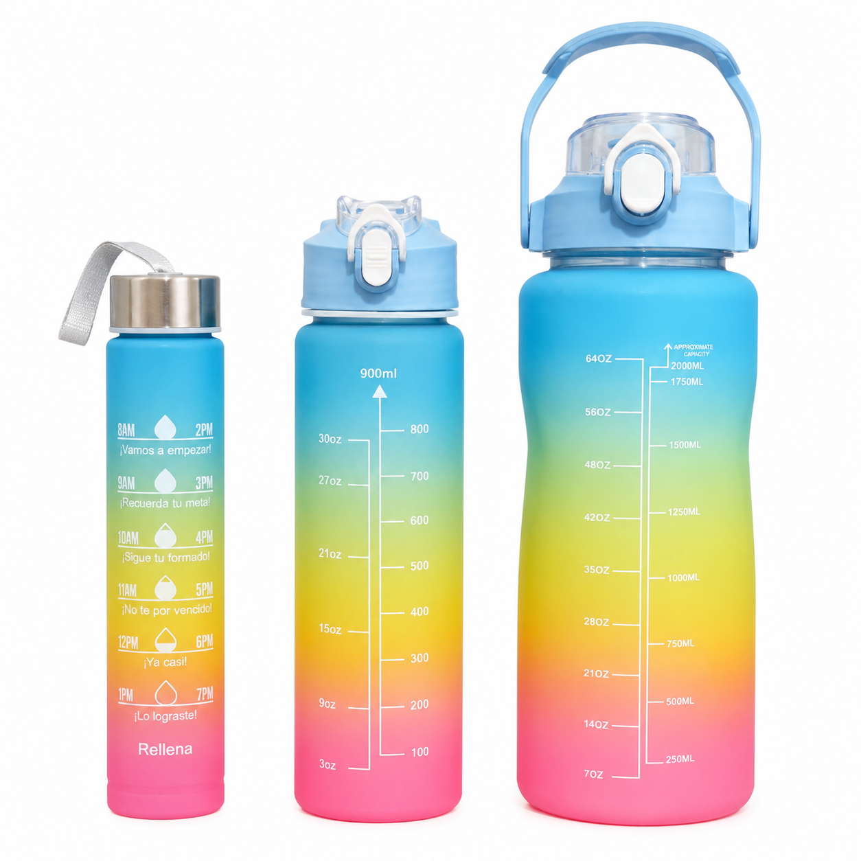 Motivational Gradient Water Bottle Set (3pcs)