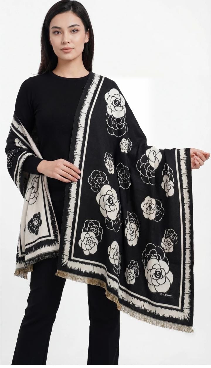 Oversized floral cashmere-style shawl/wrap