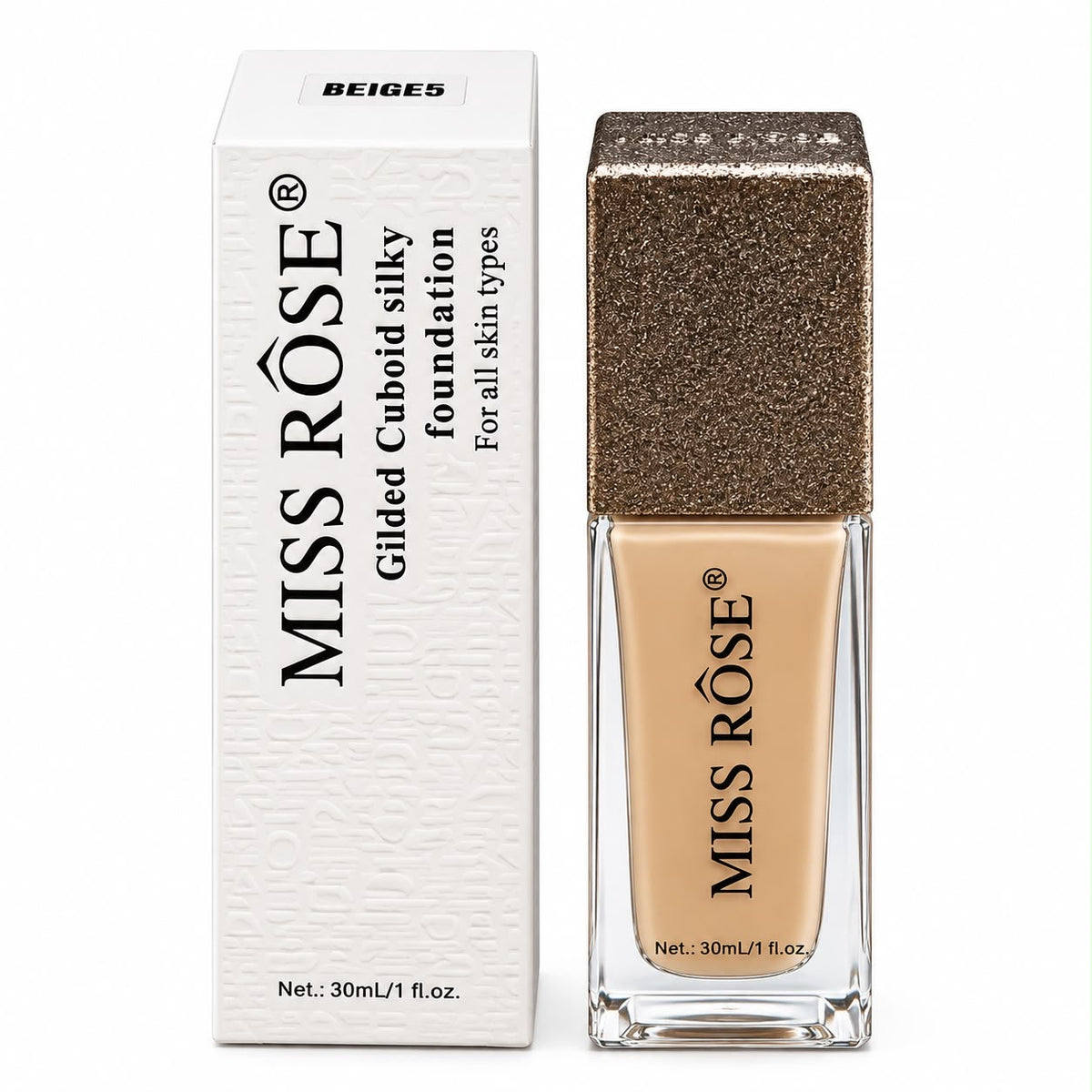 Miss Rôse Gilded Cuboid Silky Foundation – 30ml