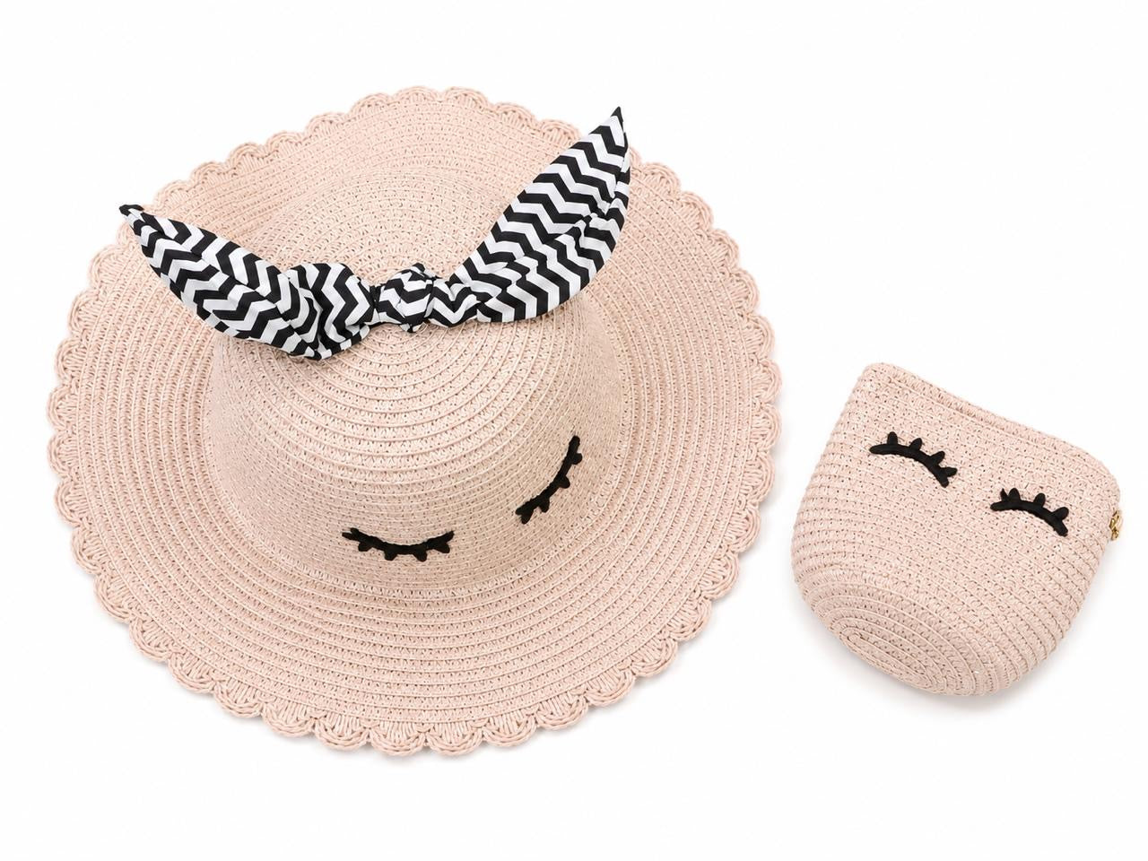 🌞 Cute Straw Sun Hat & Coin Purse Set