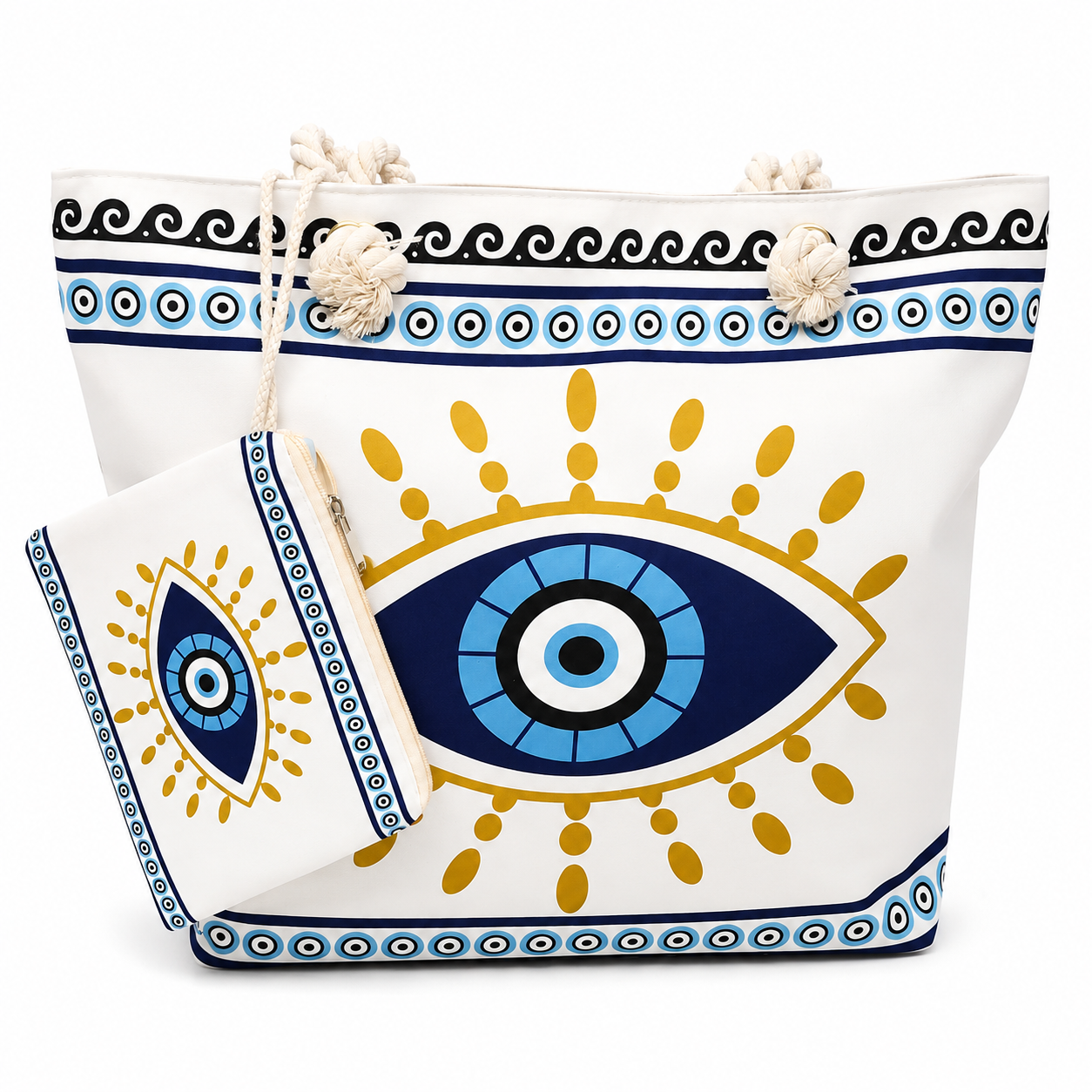 👜 Beach Tote Bag Set with Matching Pouch