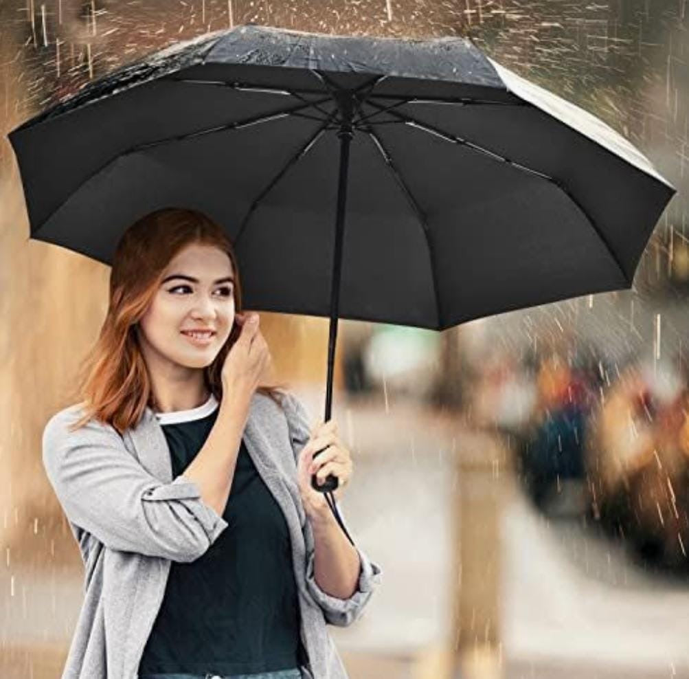 Automatic Open & Close Compact Umbrella – Black