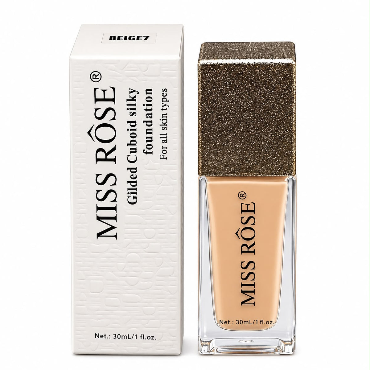 Miss Rôse Gilded Cuboid Silky Foundation – 30ml