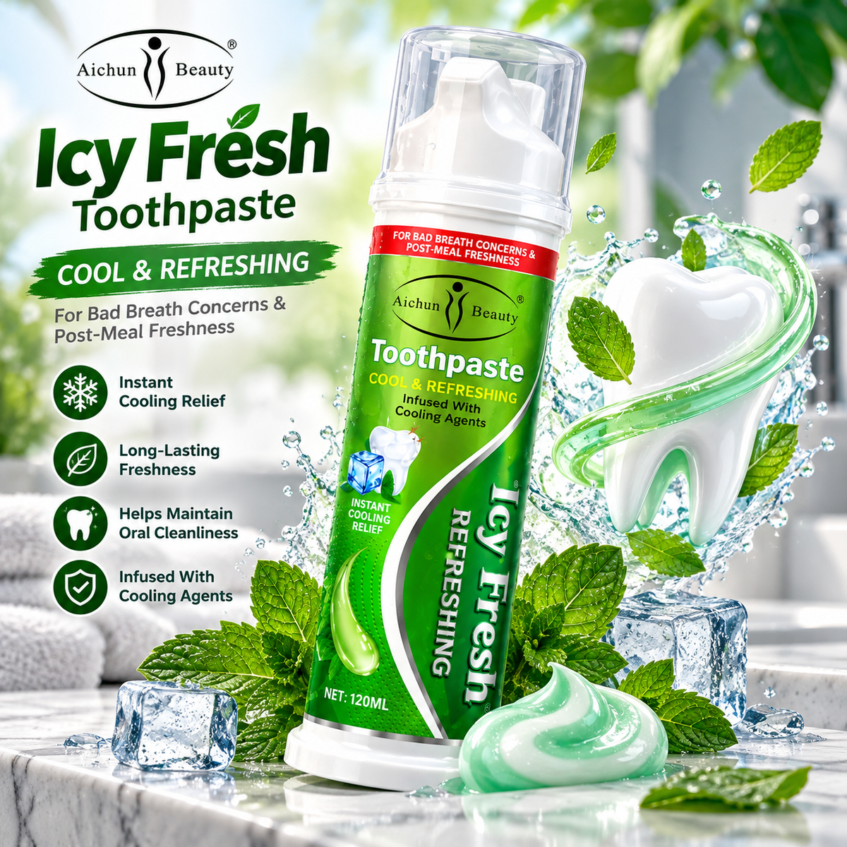 Aichun Beauty Icy Fresh Cooling & Refreshing Toothpaste