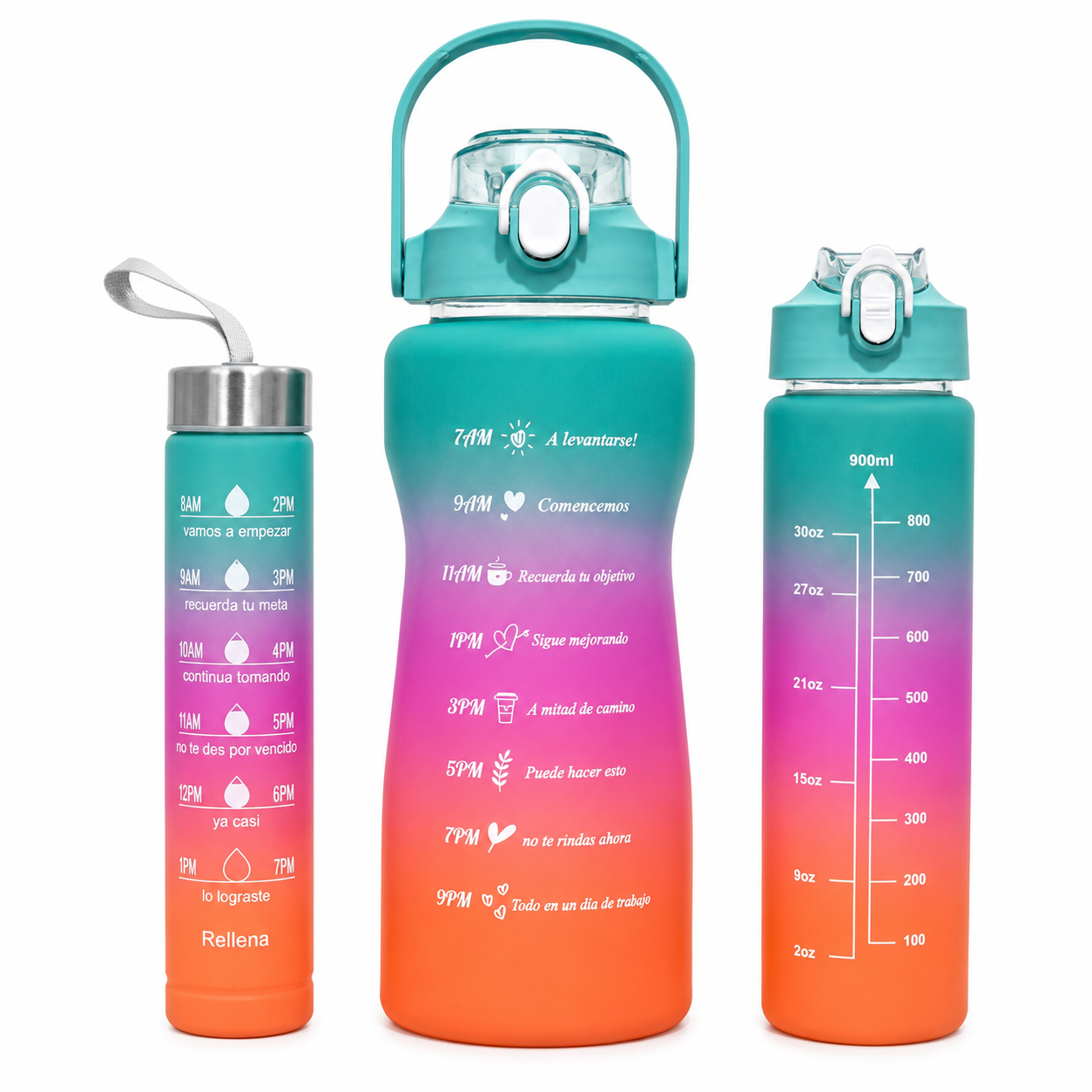 Motivational Gradient Water Bottle Set (3pcs)