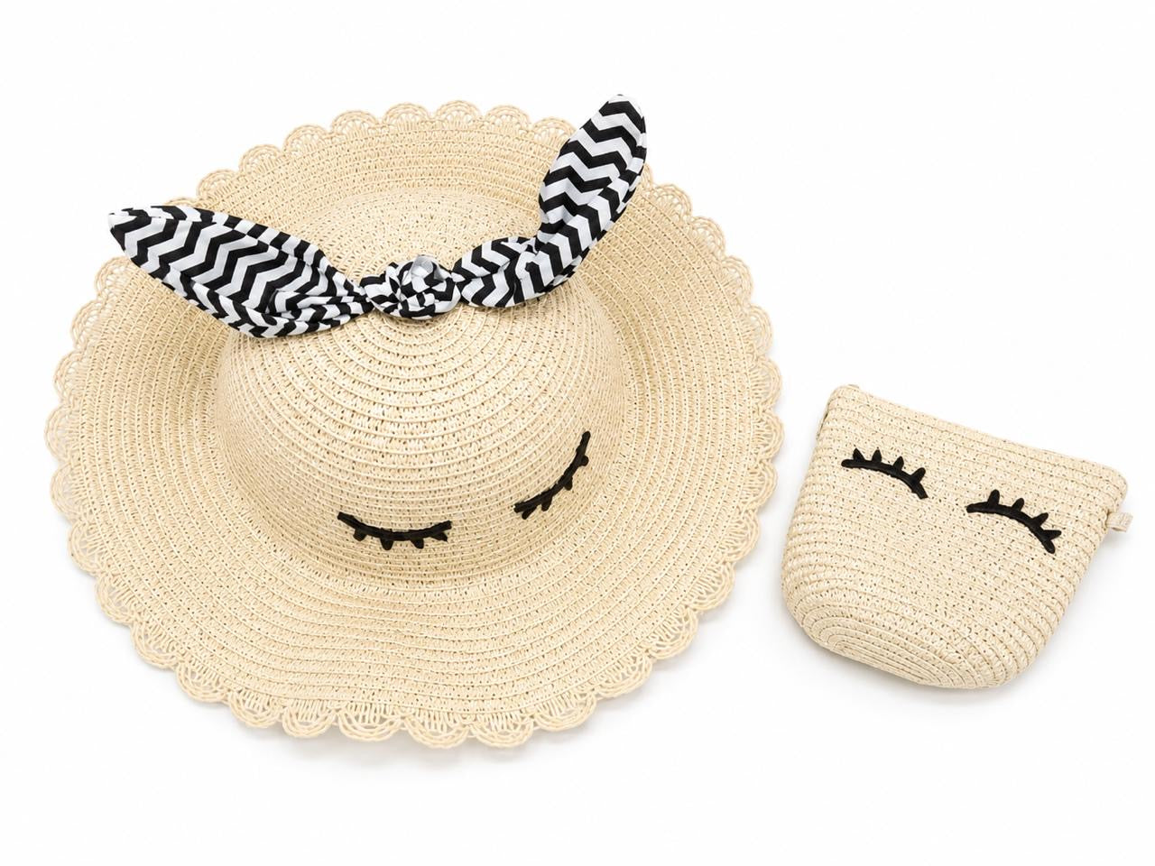 🌞 Cute Straw Sun Hat & Coin Purse Set
