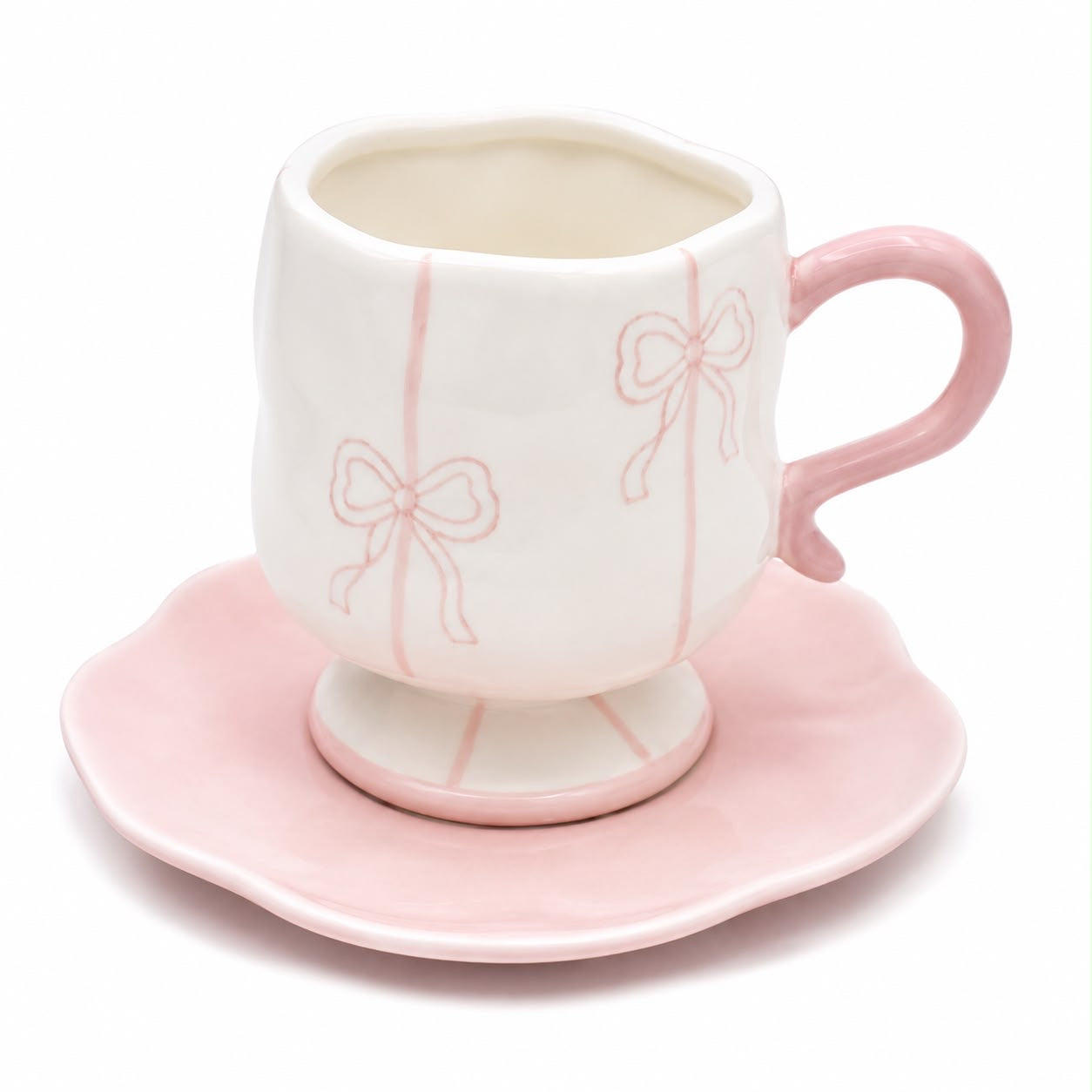 Pink Bow Ceramic Cup & Saucer Set