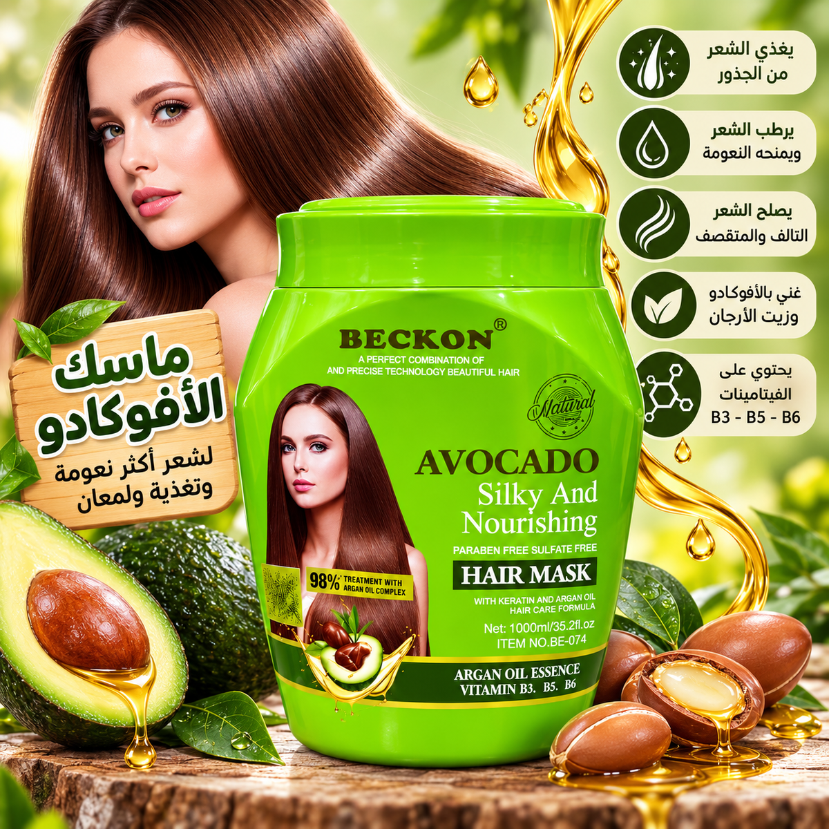 BECKON Avocado Silky & Nourishing Hair Mask – 1000ml
