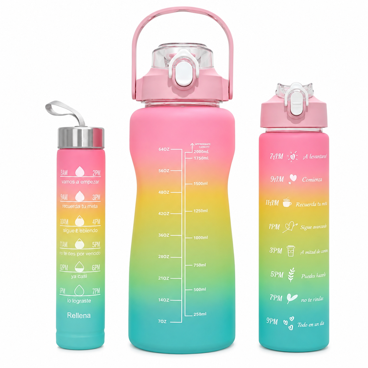 Motivational Gradient Water Bottle Set (3pcs)