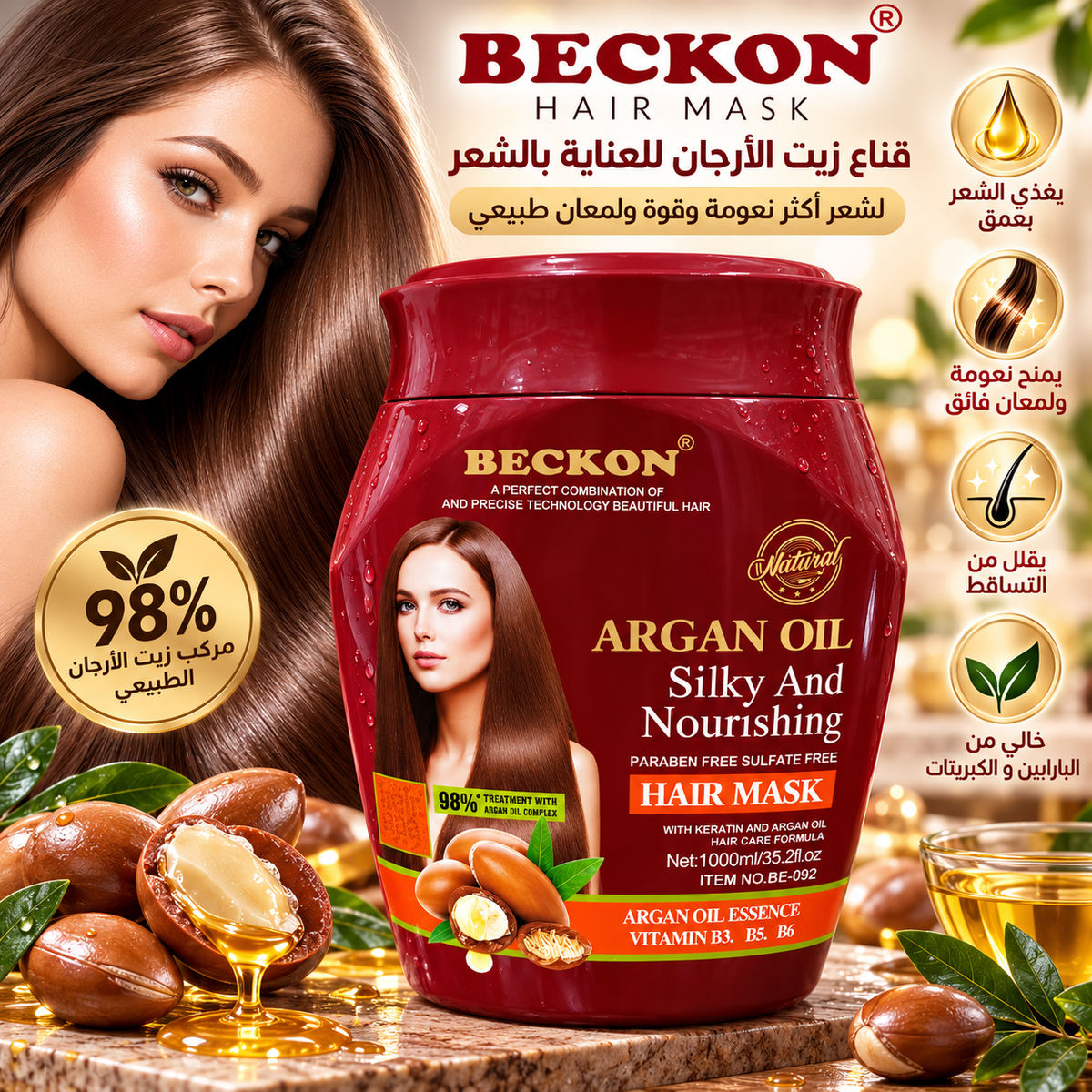 BECKON Argan Oil Silky & Nourishing Hair Mask – 1000ml