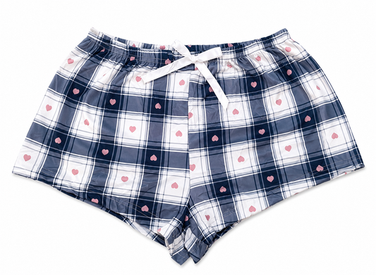 💙 Heart Plaid Lounge Shorts
