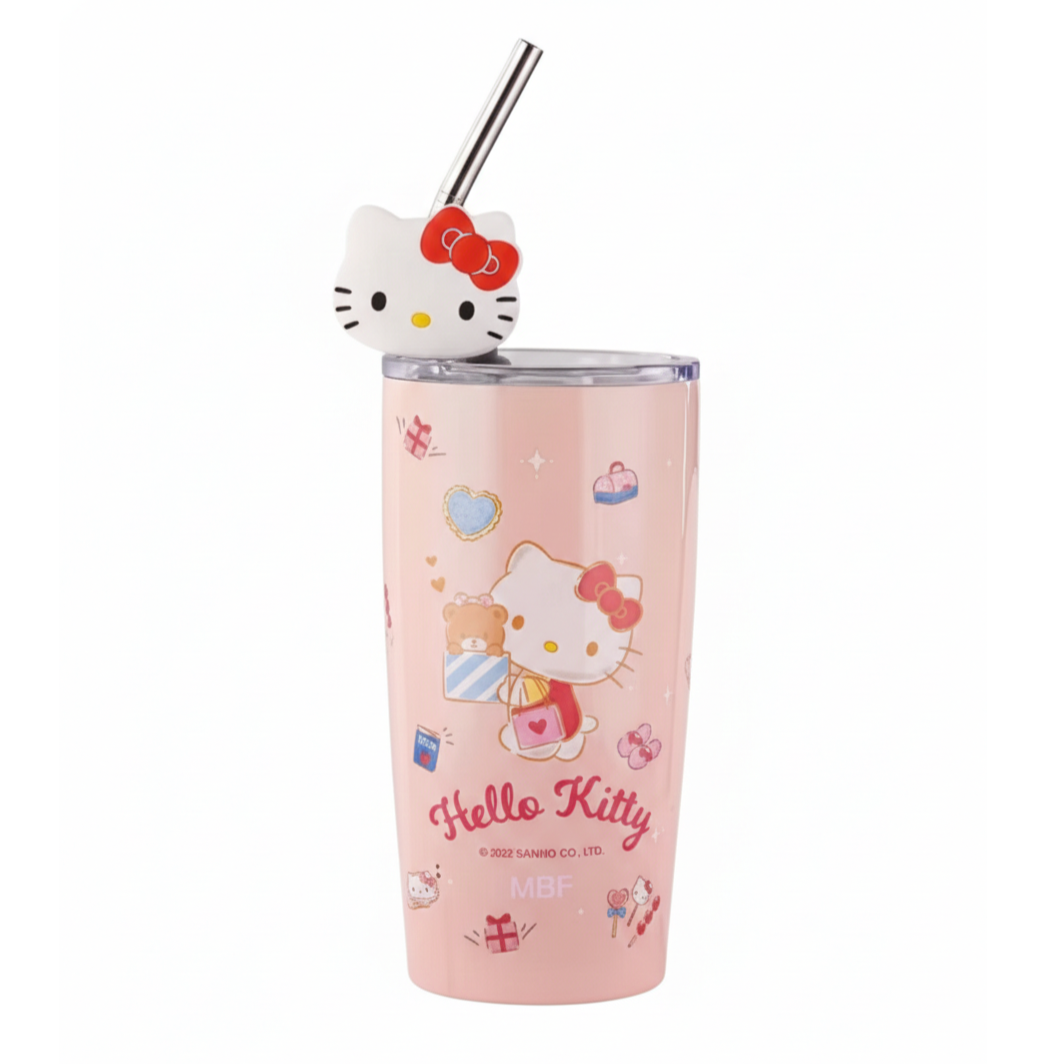 Hello Kitty Pink Stainless Steel Tumbler with Straw Topper