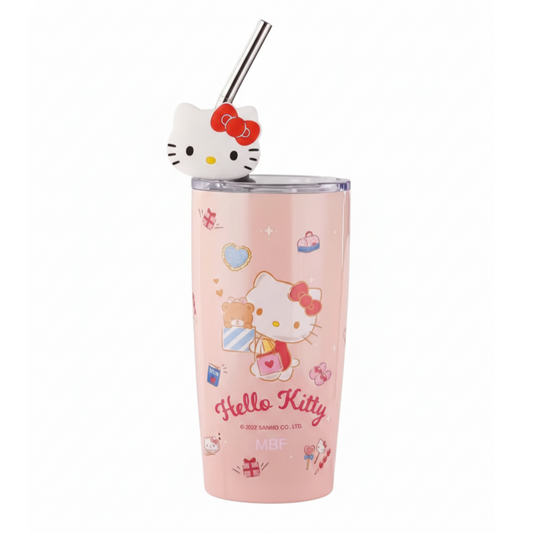 Hello Kitty Pink Stainless Steel Tumbler with Straw Topper