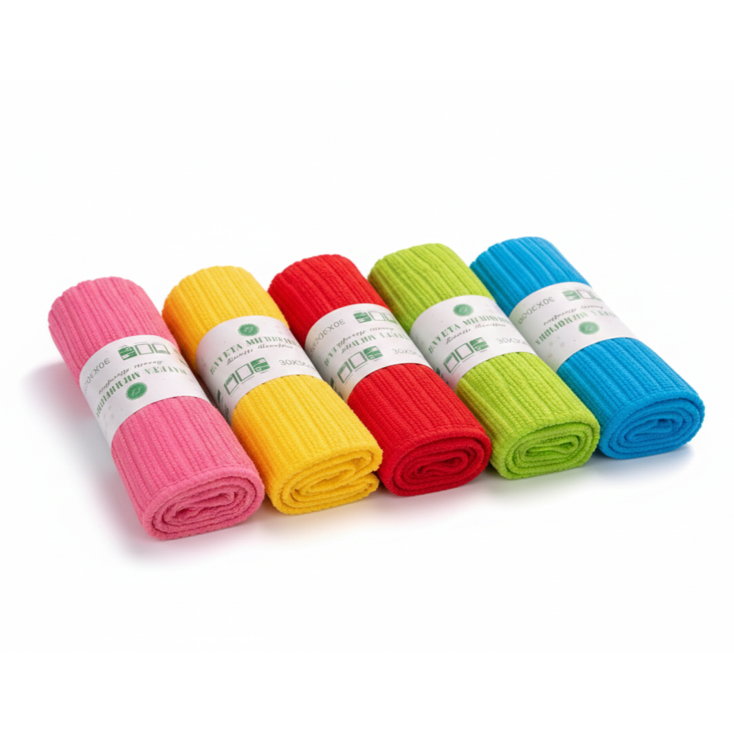Ultra-Absorbent Ribbed Microfiber Kitchen Cloths - 5 pieces