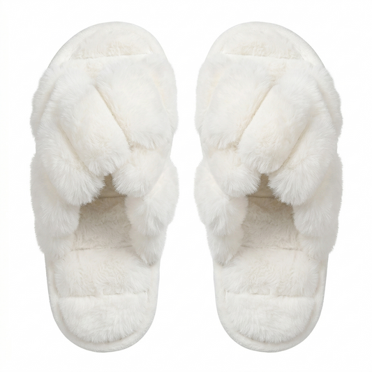 Cloud-Walk Braided Faux Fur Slides