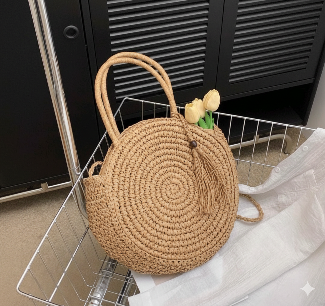 Premium Woven Straw Tote Bag