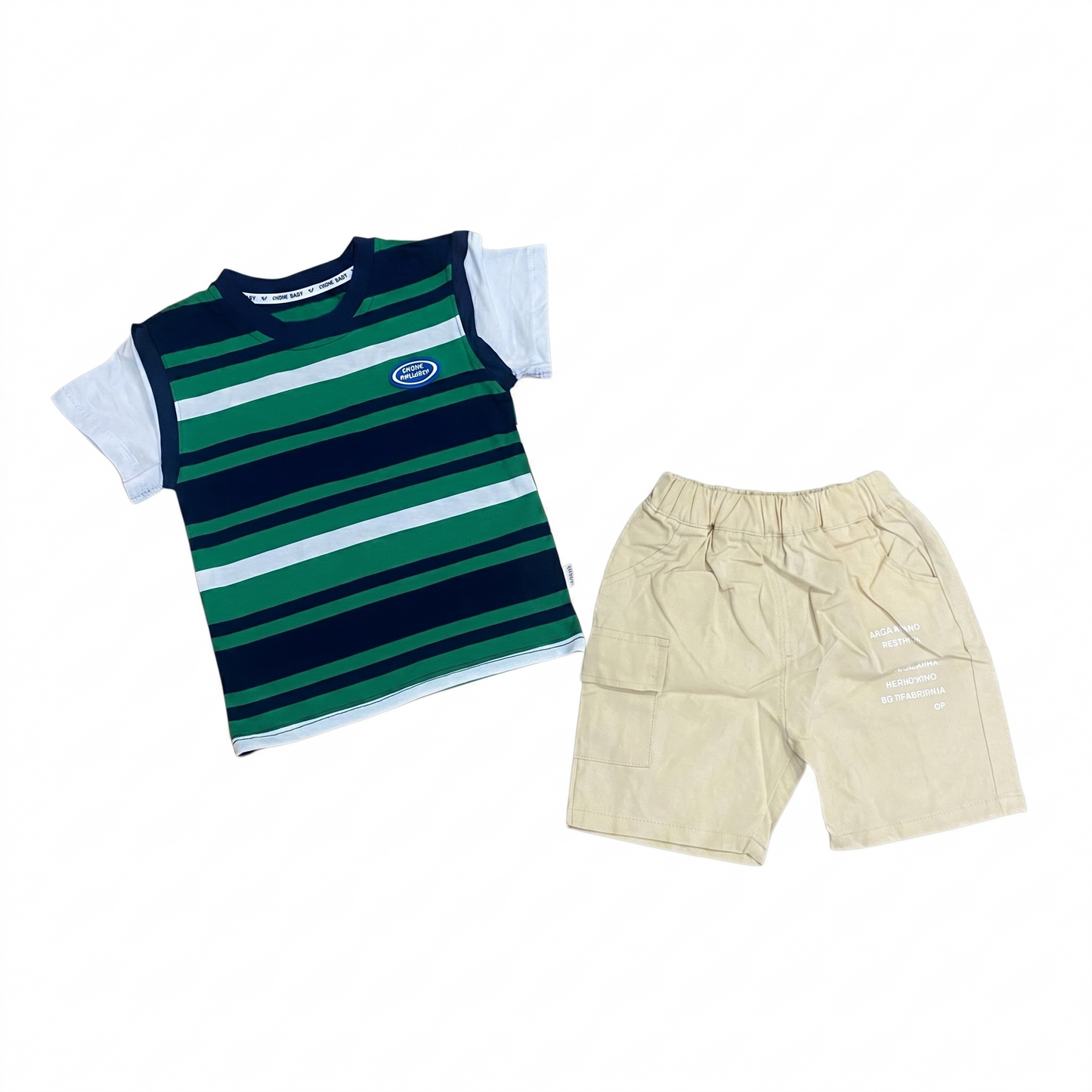 Modern Striped Tee & Cargo Shorts Set