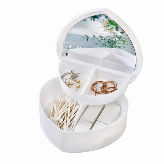 Heart-Shaped Rotating Jewelry & Cosmetic Organizer