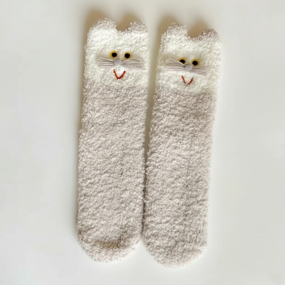 Cozy Whiskers 3D Fuzzy Cat Socks