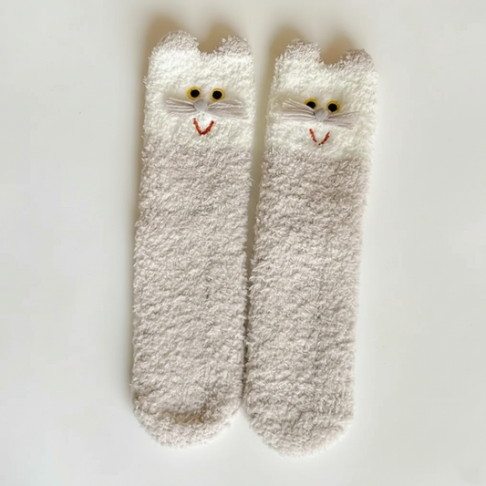 Cozy Whiskers 3D Fuzzy Cat Socks