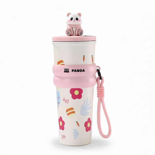 Panda Cherry Pattern Stainless Steel Tumbler