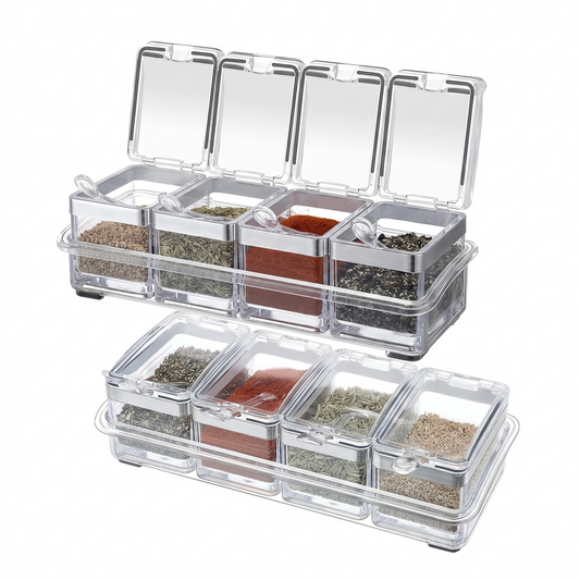 Clear Acrylic 4-Piece Spice Box Set