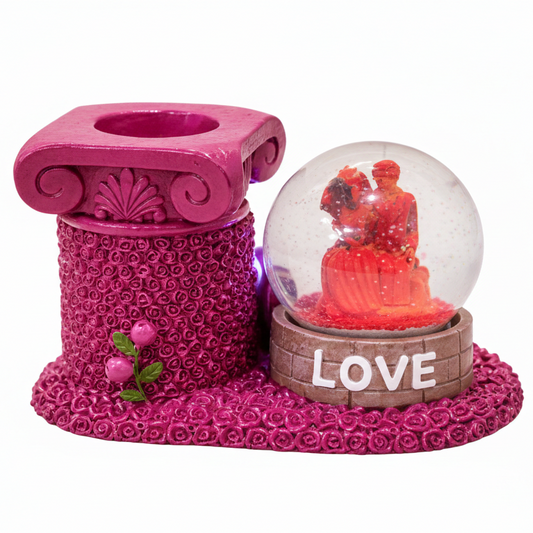 Eternal Romance Rose Pillar Snow Globe