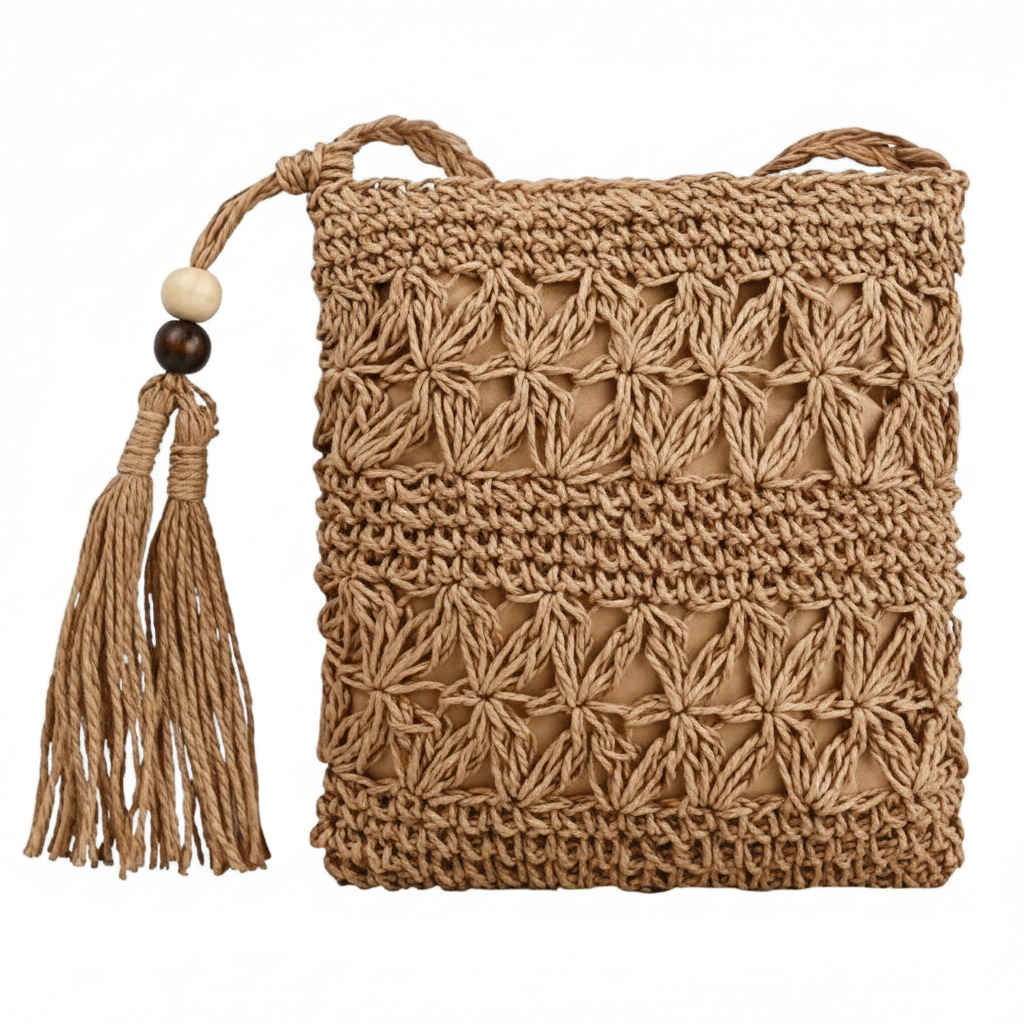 Bohemian Floral Crochet Crossbody Bag