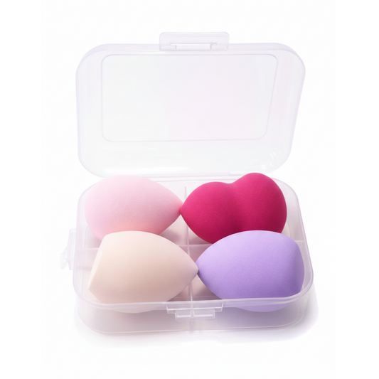 4-Piece Pastel Beauty Blender Set with Travel Case