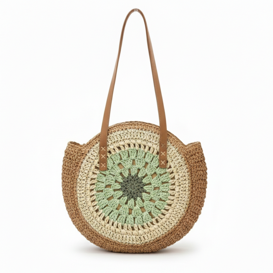 Round Straw Tote – Lavender Blossom Edition
