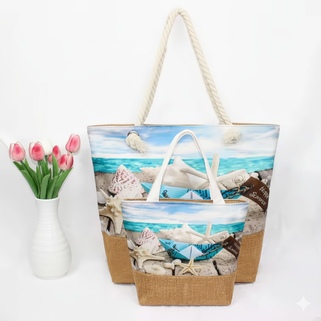 Stylish Beach & Travel Tote Bag Set