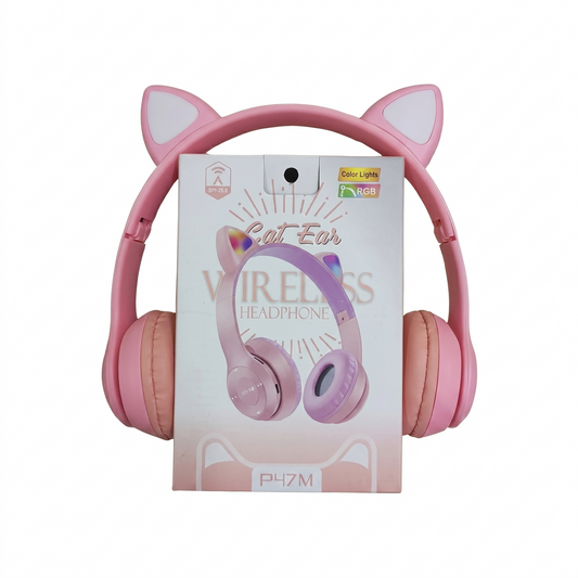 P47M Cat Ear Wireless RGB Headphones
