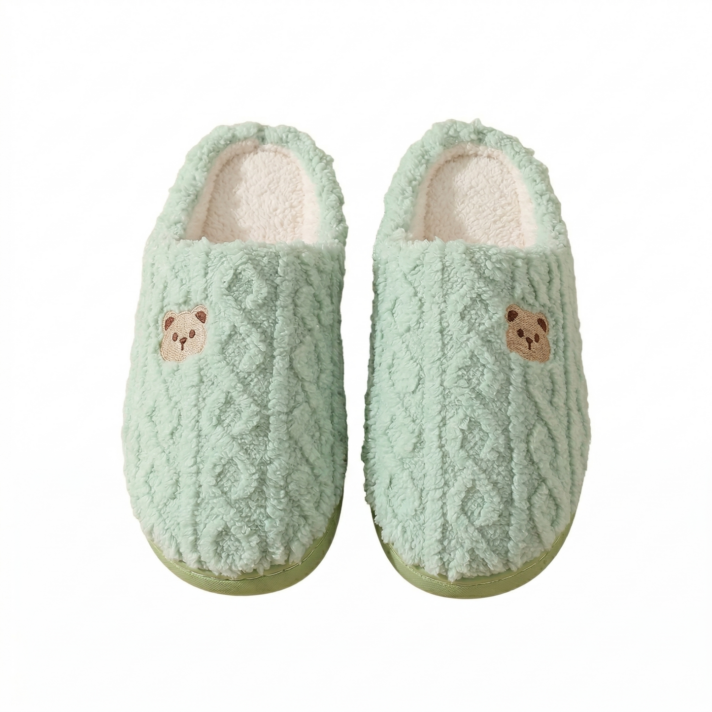 Cozy Bear Cable-Knit Slippers