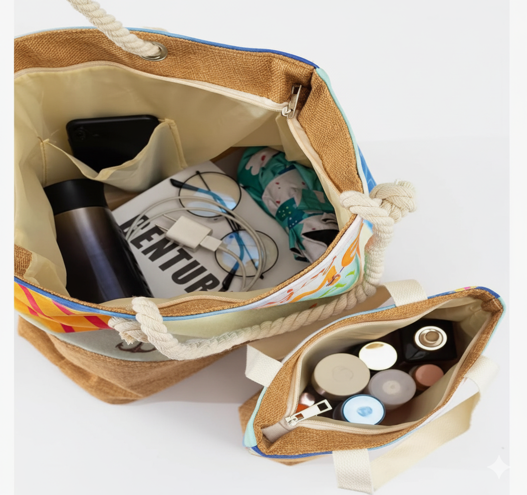 Stylish Beach & Travel Tote Bag Set