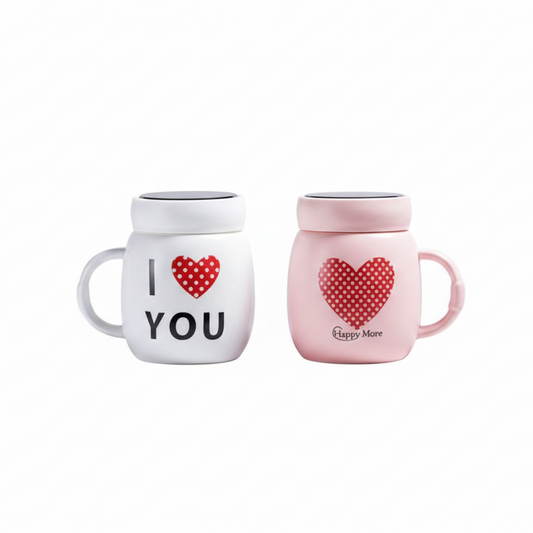 Sweetheart Ceramic Mug Set with Lids
