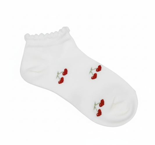 Cherry Pattern Low-Cut Ruffle Socks