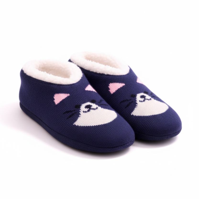 Cozy Knit Sherpa-Lined Indoor Slipper Booties