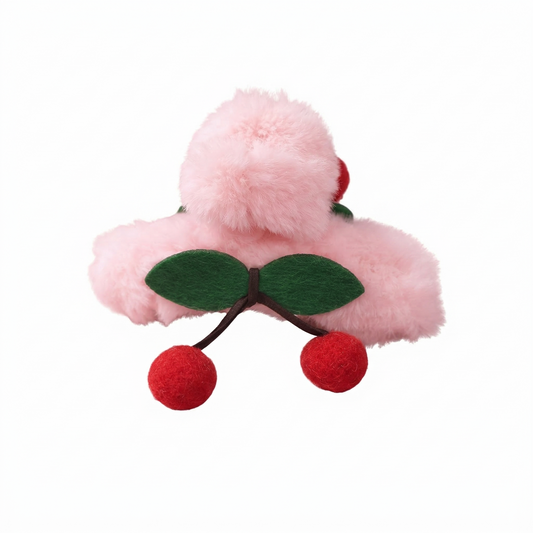 Plush Cherry Hair Claw Clip