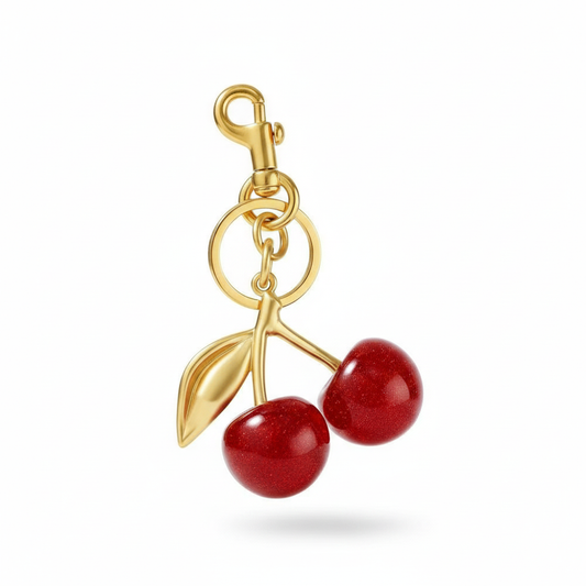 Sparkling Red Cherry Bag Charm & Keychain